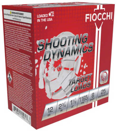 Fiocchi Ammo 12 Gauge 2.75 #8 Lead Shot 1165 fps 25 Rounds